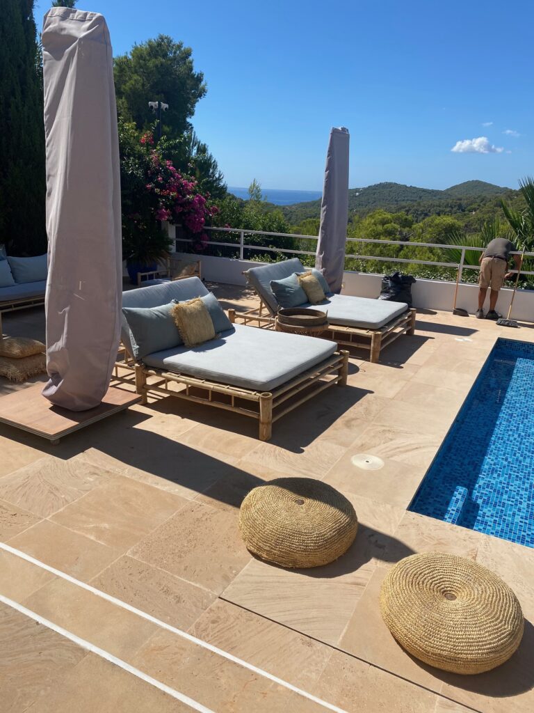 Poolside lounge area with a view Exterior Design in Ibiza